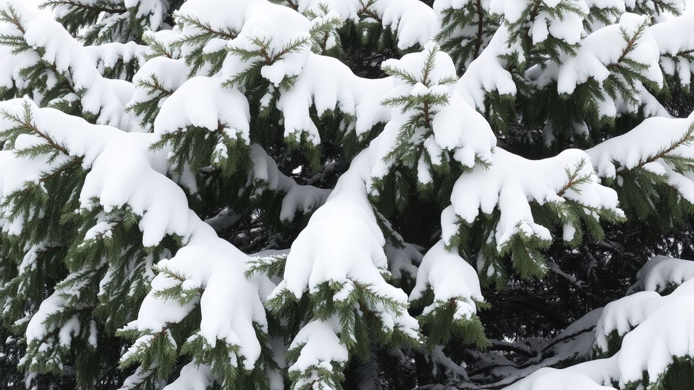 Snow-covered tree branches in Arnprior